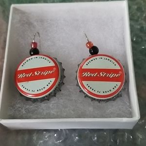 RED STRIPE Handmade earrings